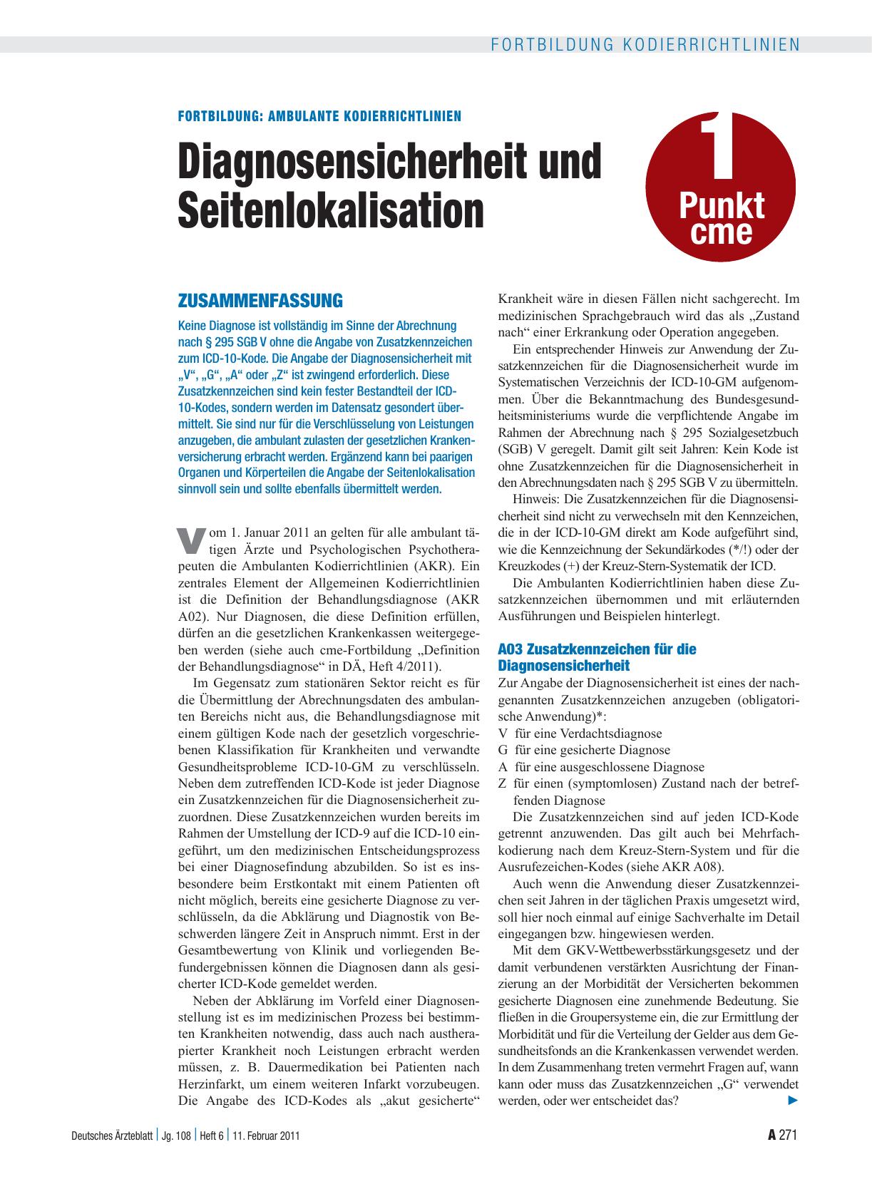 Vorschauseite 1: Ambulante Kodierrichtlinien: Diagnosensicherheit und Seitenlokalisation