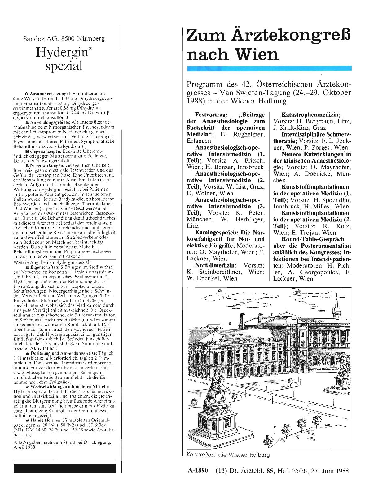 Vorschauseite 1: Zum Ärztekongreß nach Wien