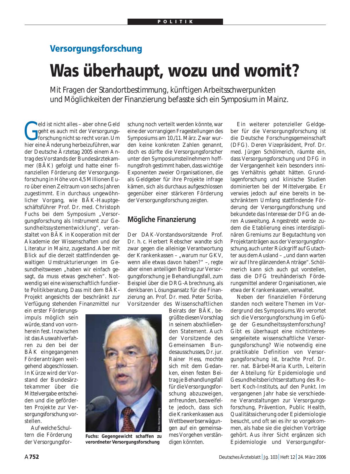 Vorschauseite 1: Versorgungsforschung: Was überhaupt, wozu und womit?