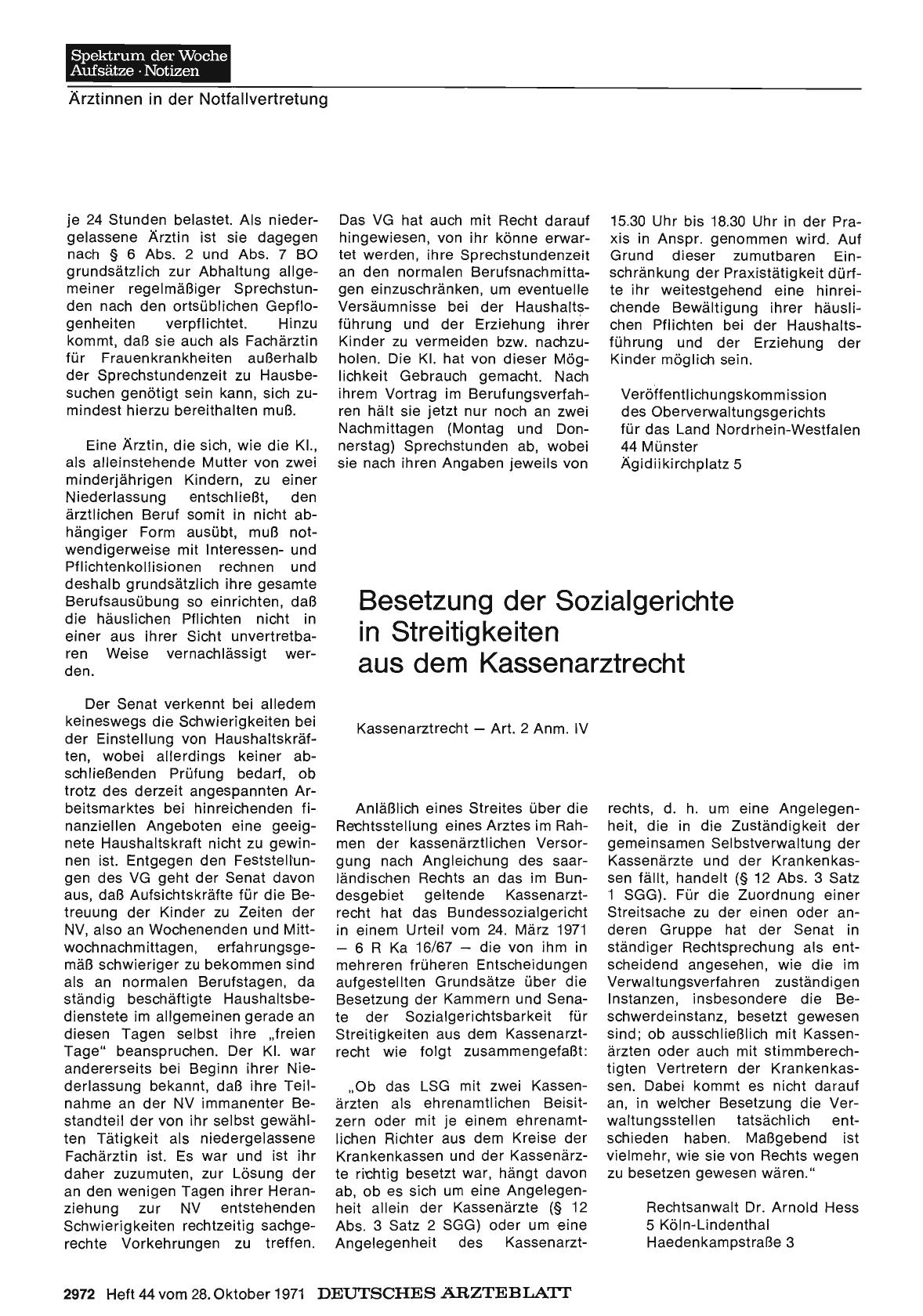 Vorschauseite 1: Besetzung der Sozialgerichte in Streitigkeiten aus dem Kassenarztrecht