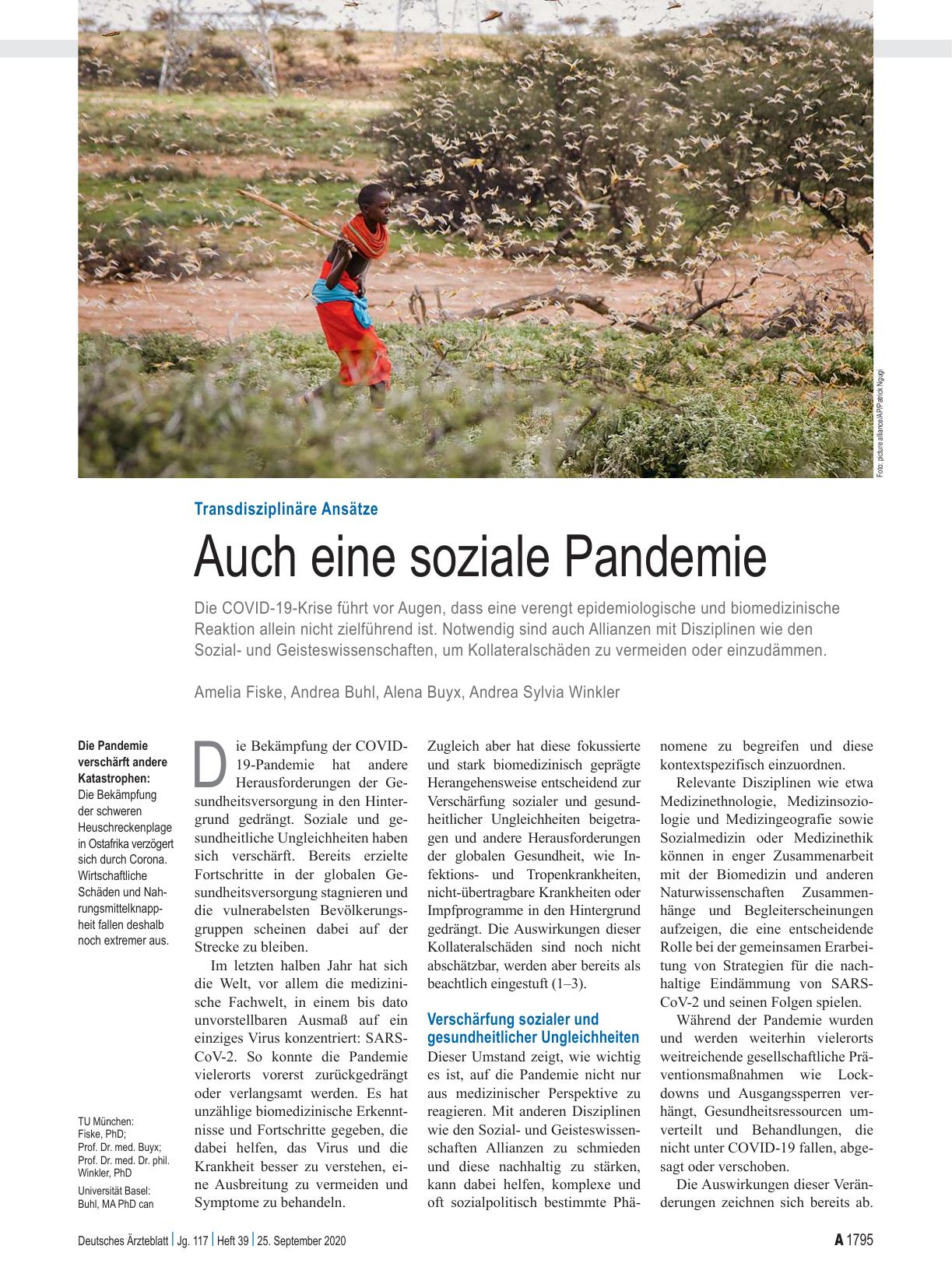 Vorschauseite 1: Transdisziplinäre Ansätze: Auch eine soziale Pandemie