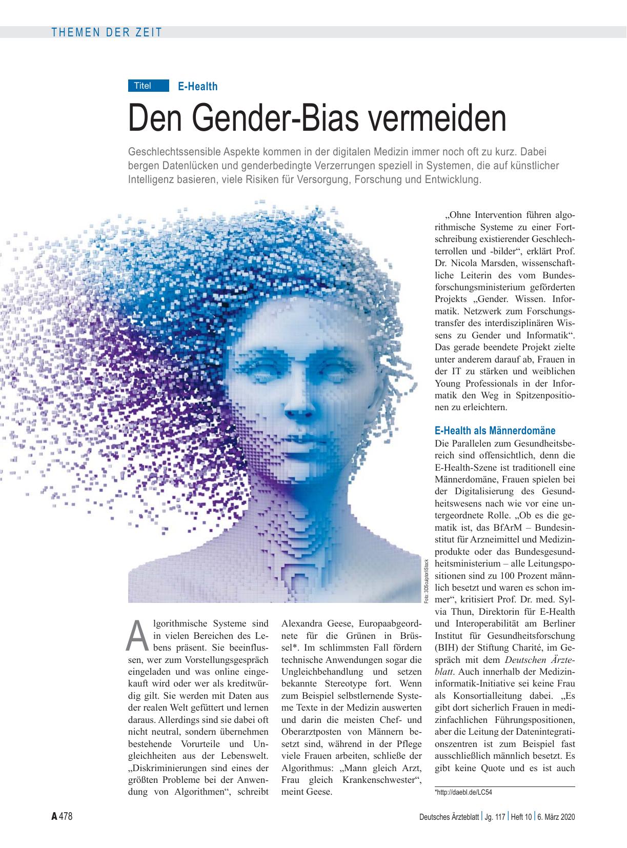 Vorschauseite 1: E-Health: Den Gender-Bias vermeiden