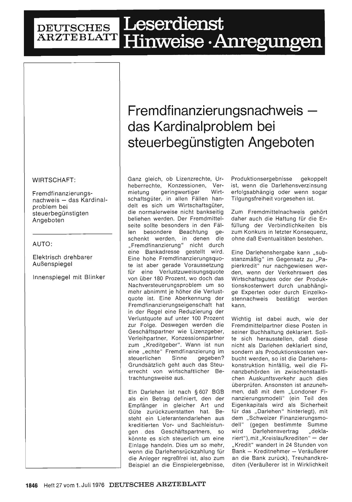 Vorschauseite 1: Fremdfinanzierungsnachweis — das Kardinalproblem bei steuerbegünstigten Angeboten