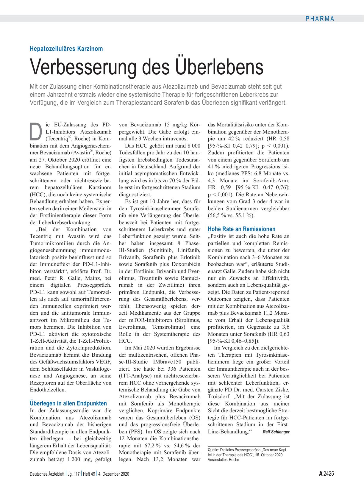 Vorschauseite 1: Hepatozelluläres Karzinom: Verbesserung des Überlebens