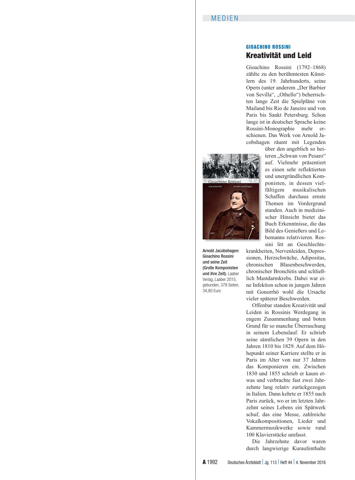 Vorschauseite 1: Gioachino Rossini: Kreativität und Leid