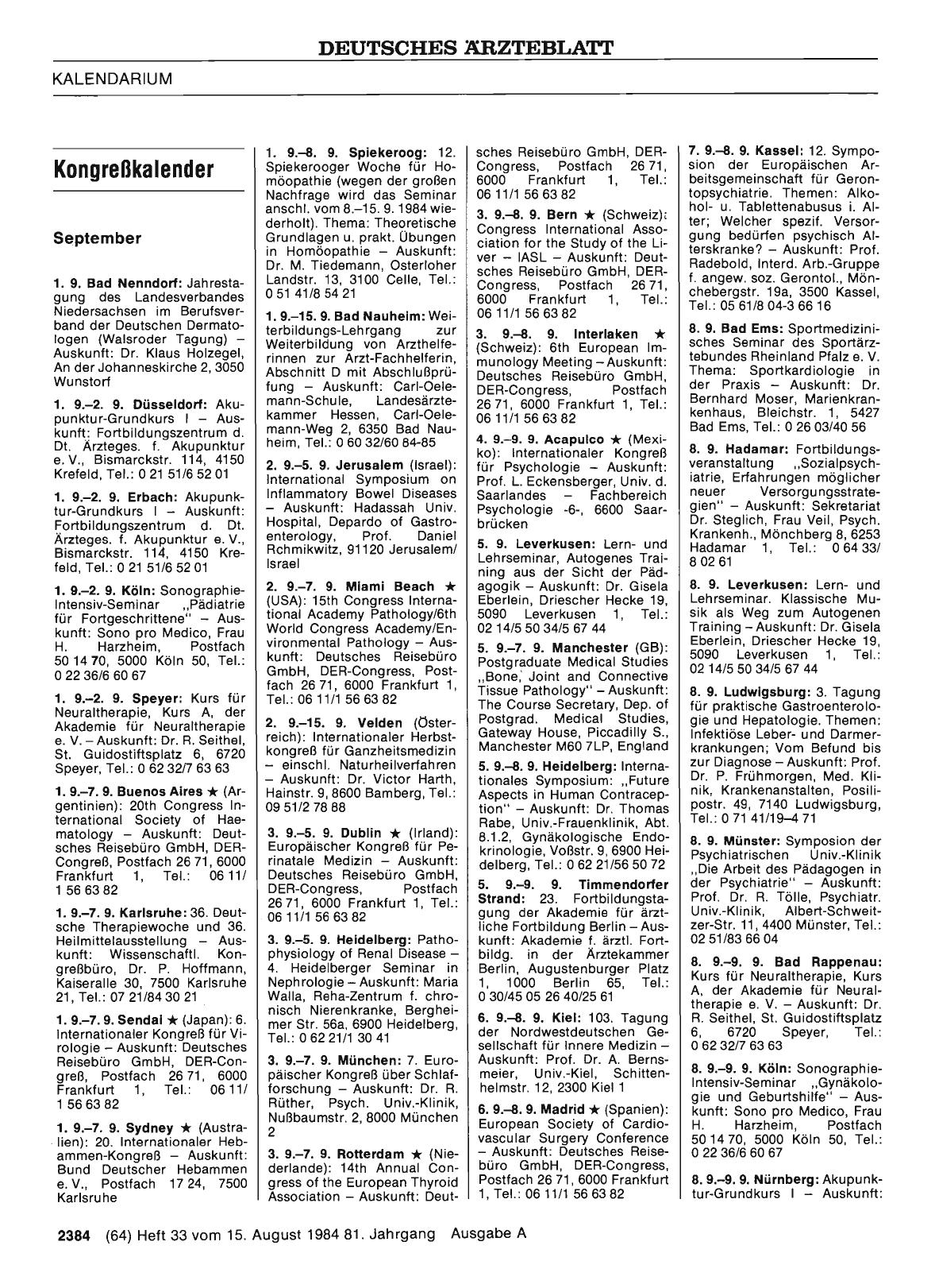 Vorschauseite 1: Kongreßkalender