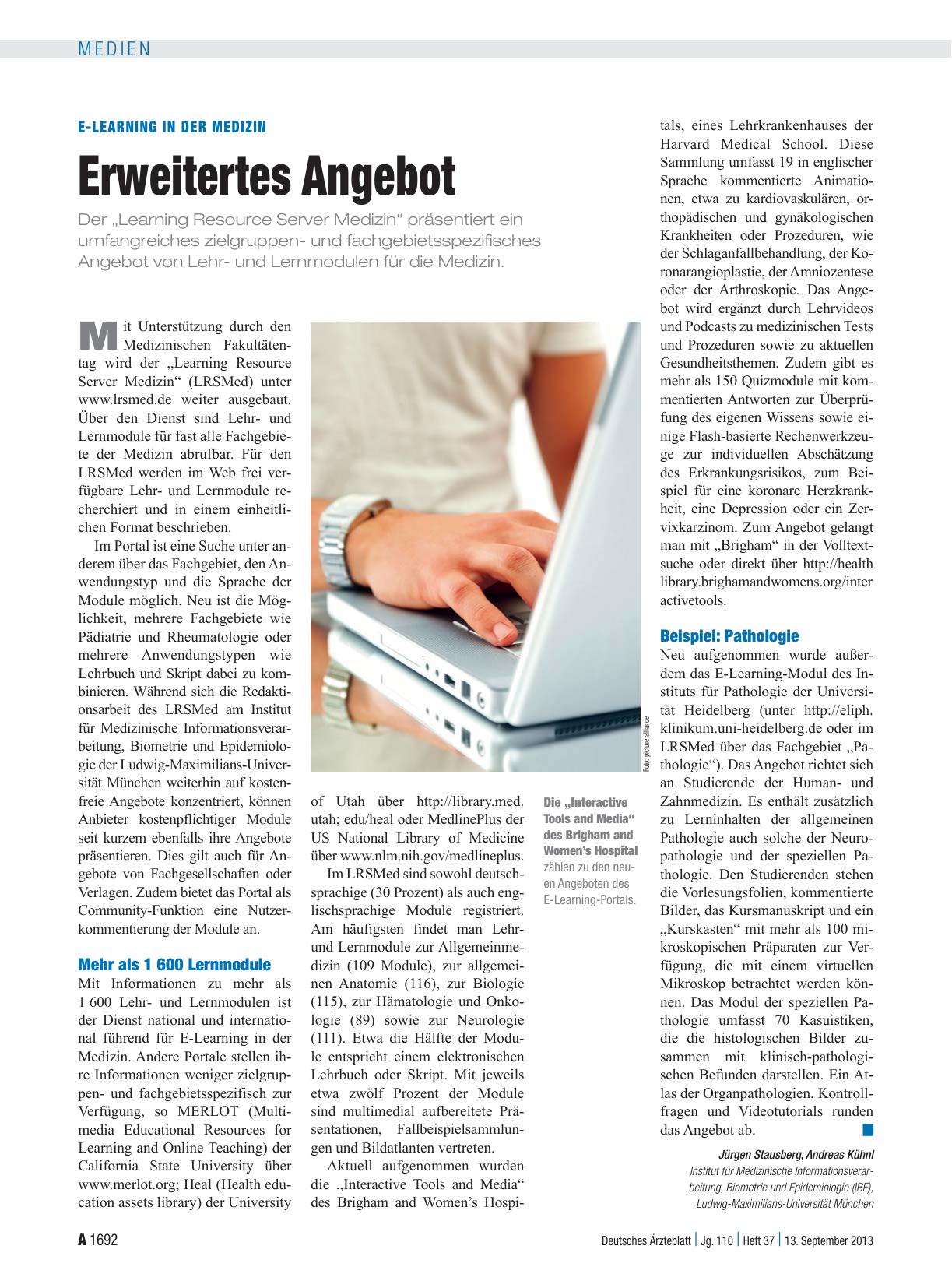 Vorschauseite 1: E-Learning in der Medizin: Erweitertes Angebot