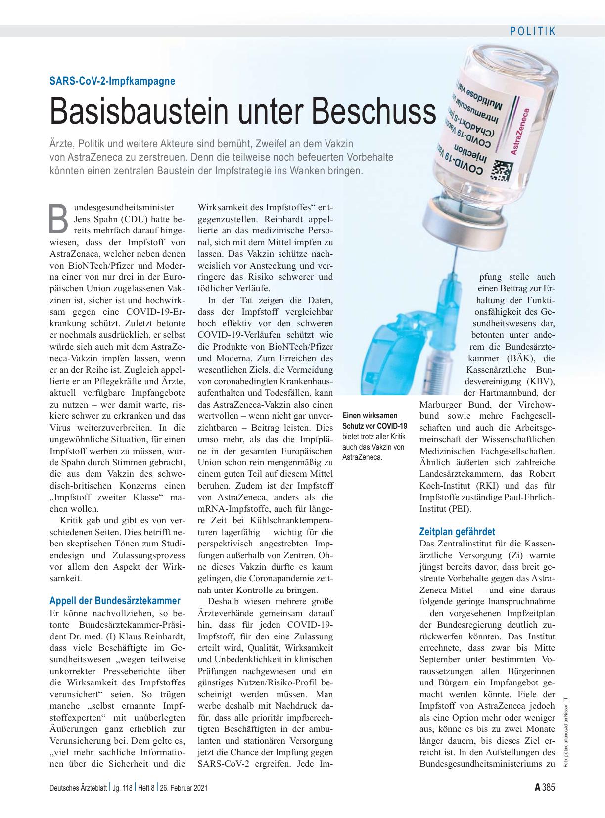 Vorschauseite 1: SARS-CoV-2-Impfkampagne: Basisbaustein unter Beschuss