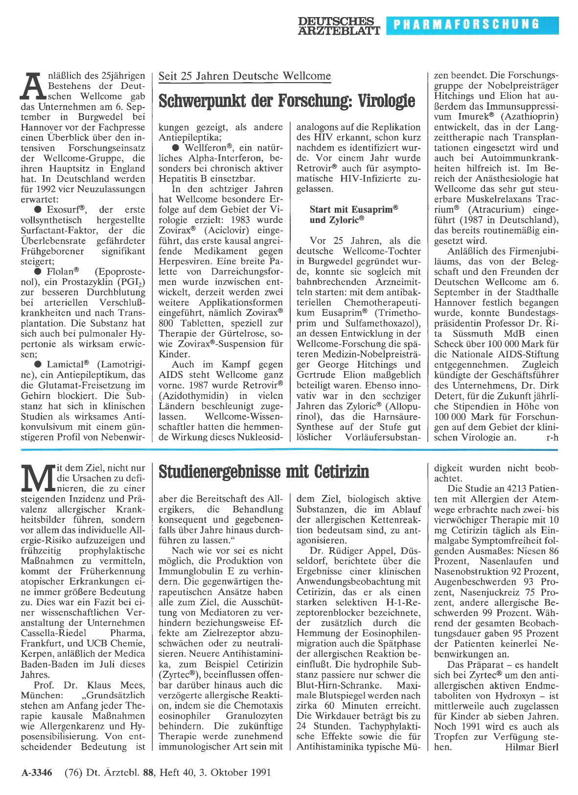 Vorschauseite 1: Studienergebnisse mit Cetirizin