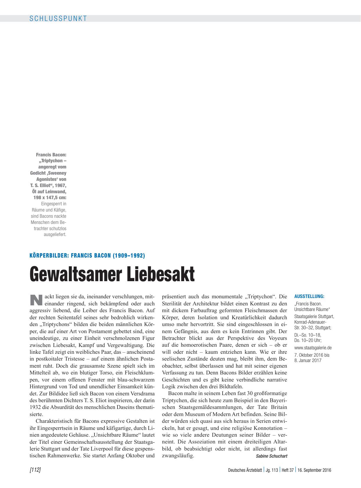 Vorschauseite 1: Körperbilder: Francis Bacon (1909 – 1992) – Gewaltsamer Liebesakt