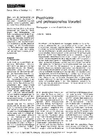 Vorschauseite 1: Psychiatrie und professionelles Vorurteil