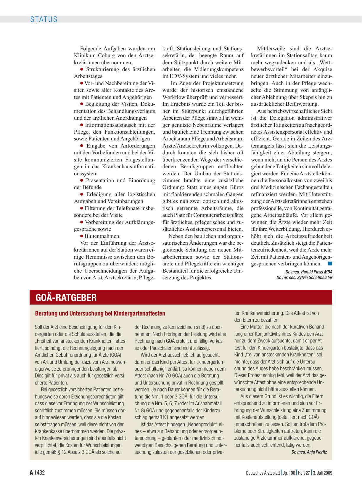 Vorschauseite 1: Beratung und Untersuchung bei Kindergartenattesten
