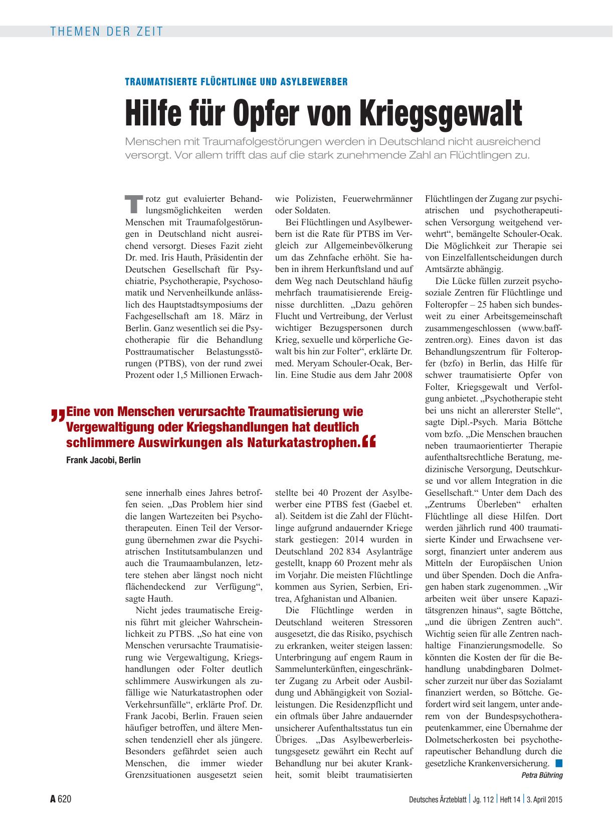 Vorschauseite 1: Traumatisierte Flüchtlinge und Asylbewerber: Hilfe für Opfer von Kriegsgewalt