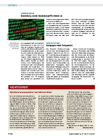 Vorschauseite 1: Medizinische Versorgungszentren: Auch GmbH kann bürgen