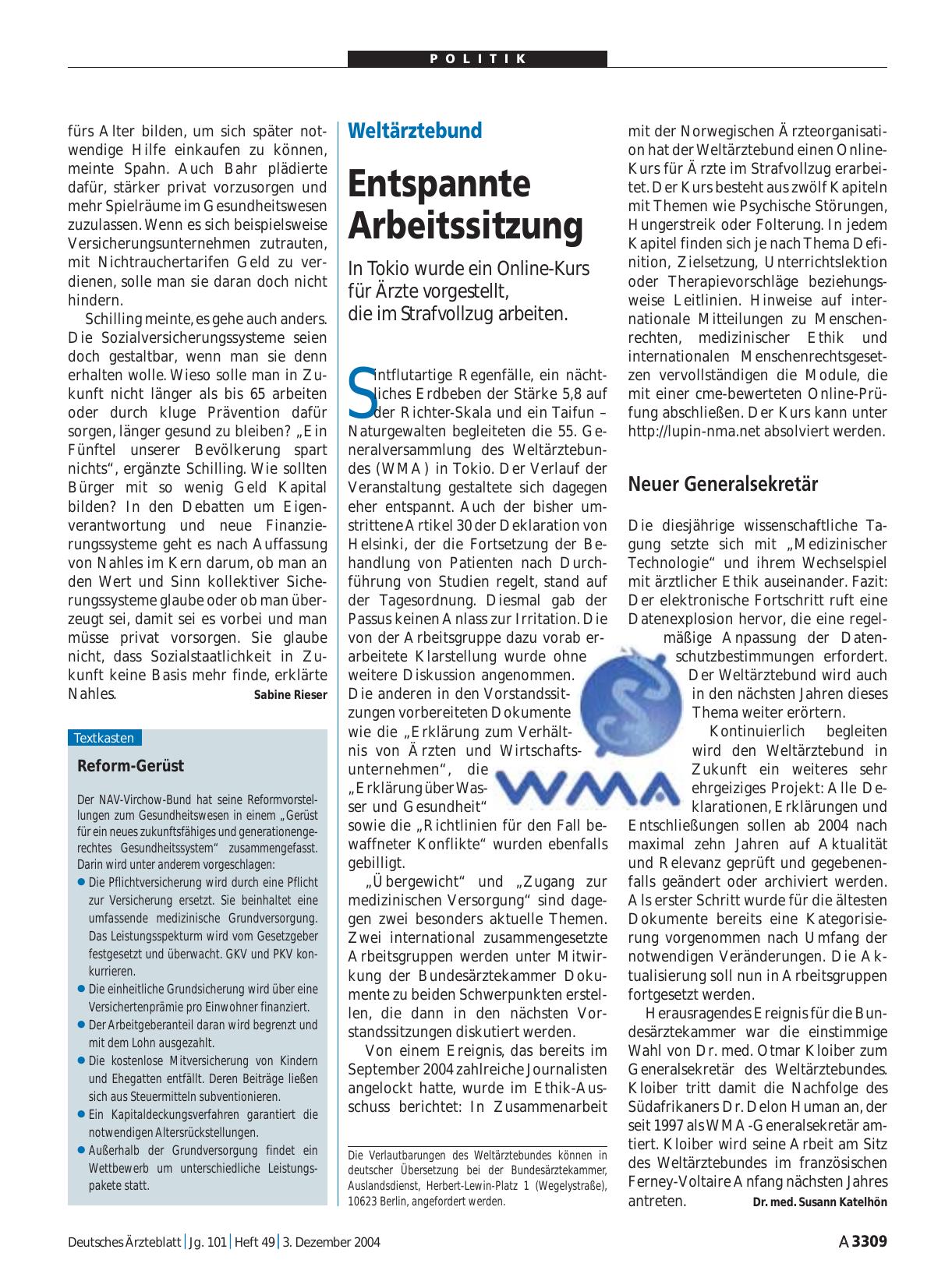 Vorschauseite 1: Weltärztebund: Entspannte Arbeitssitzung
