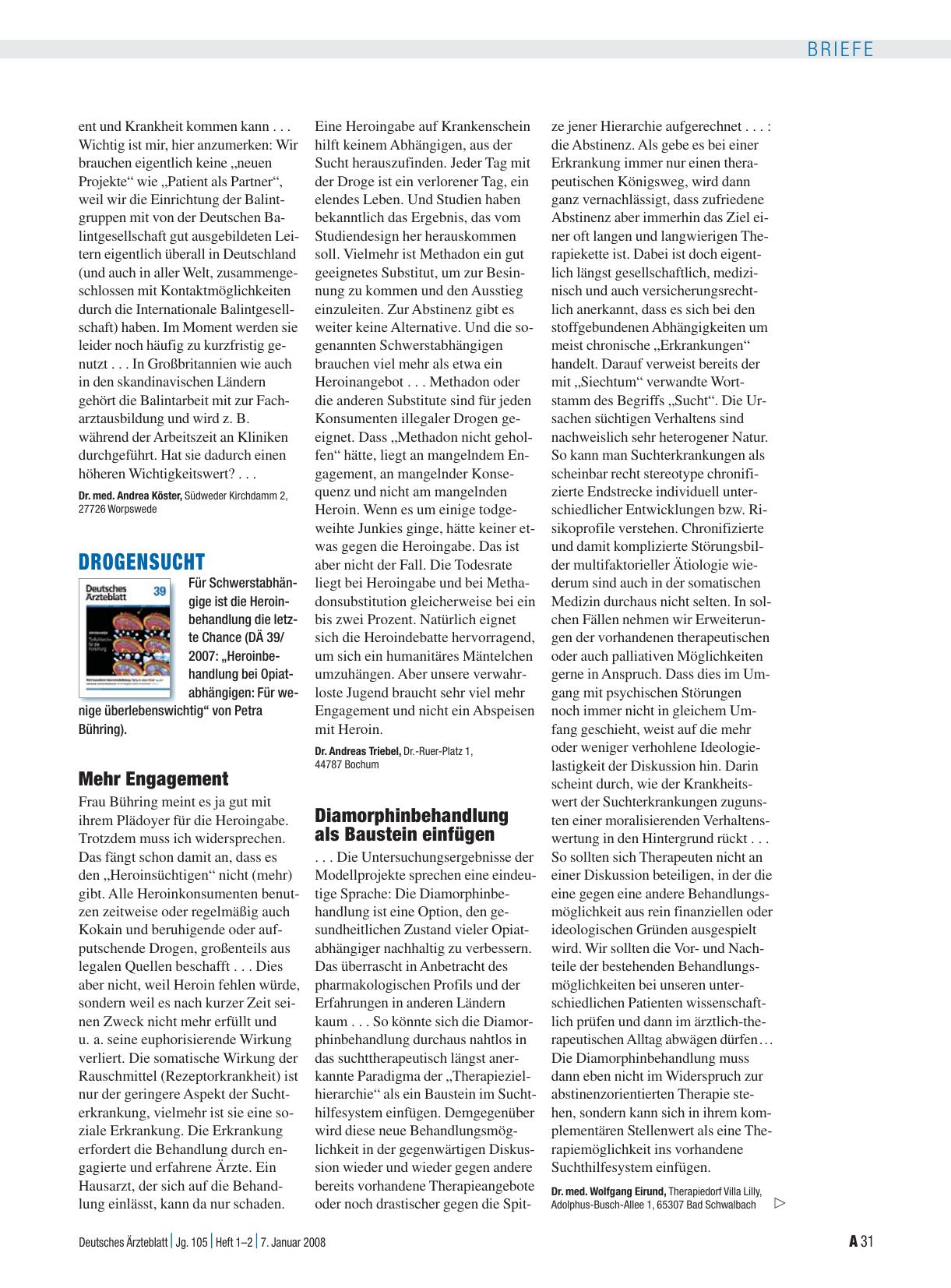 Vorschauseite 1: Drogensucht: Mehr Engagement