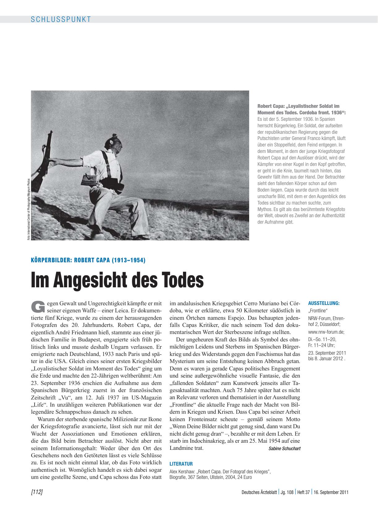 Vorschauseite 1: Körperbilder: Robert CaPa (1913 – 1954) – Im Angesicht des Todes