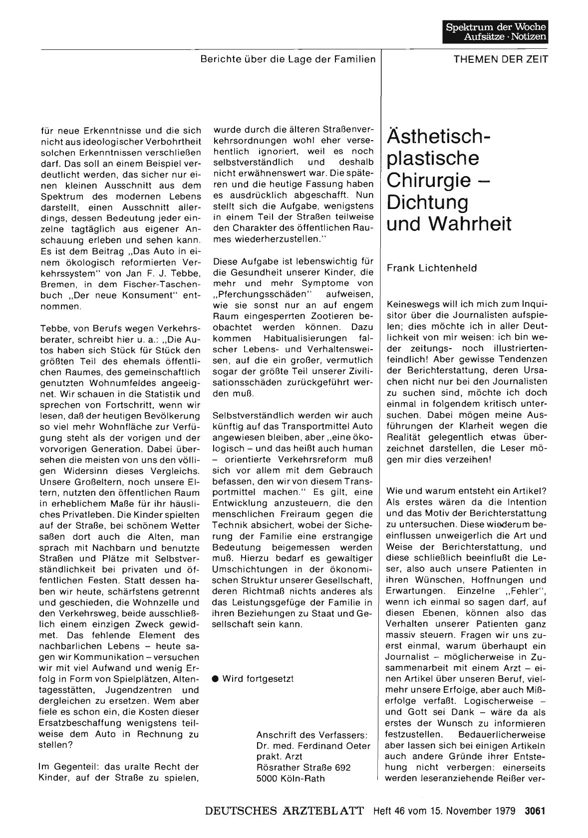 Vorschauseite 1: Ästhetischplastische Chirurgie — Dichtung und Wahrheit