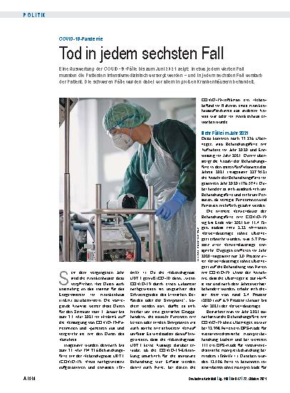 Vorschauseite 1: COVID-19-Pandemie: Tod in jedem sechsten Fall