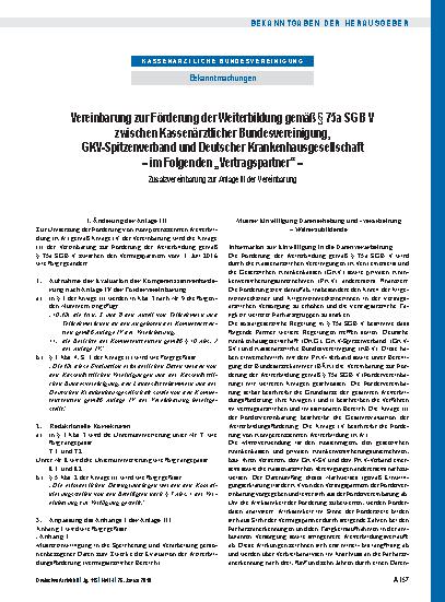 Vorschauseite 1: Vereinbarung zur Förderung der Weiterbildung gemäß § 75a SGB V