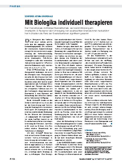 Vorschauseite 1: Schweres Asthma bronchiale: Mit Biologika individuell therapieren