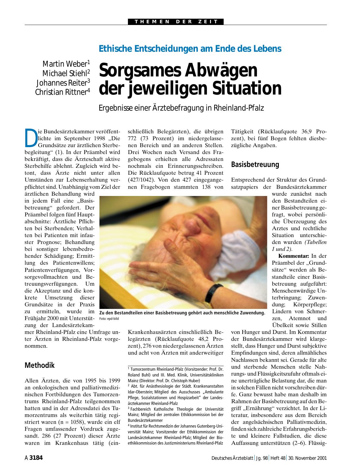 Vorschauseite 1: Ethische Entscheidungen am Ende des Lebens: Sorgsames Abwägen der jeweiligen Situation