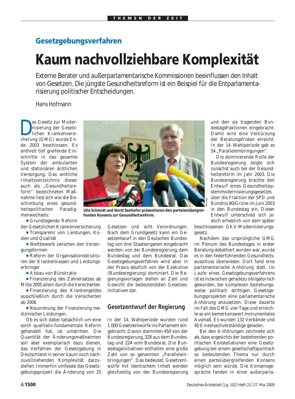 Vorschauseite 1: Gesetzgebungsverfahren: Kaum nachvollziehbare Komplexität