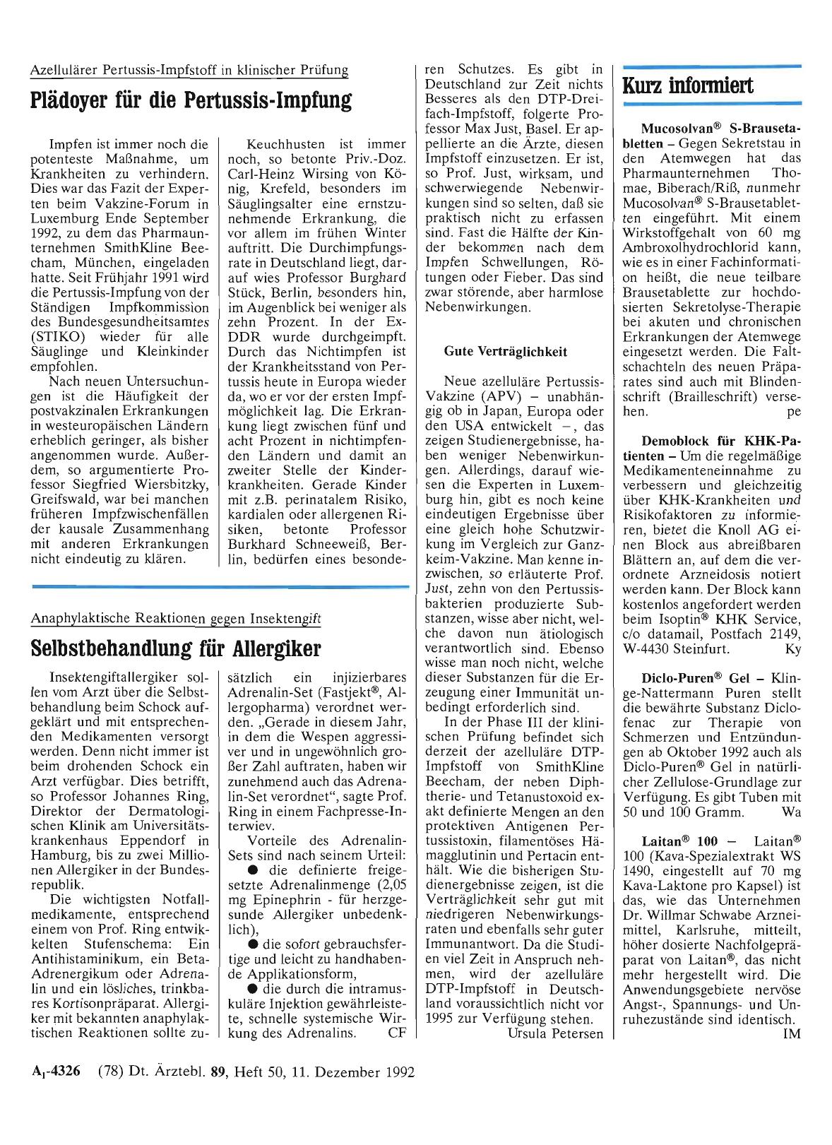 Vorschauseite 1: Kurz informiert: Demoblock für KHK-Patienten