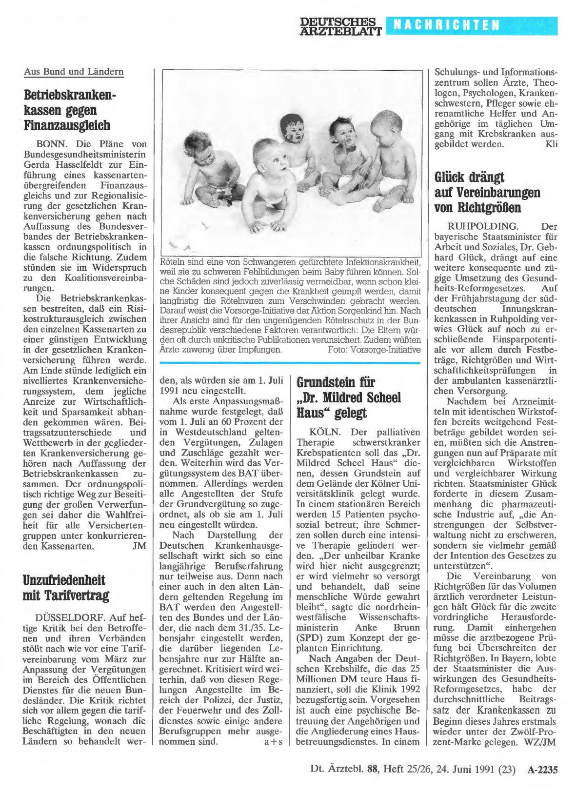 Vorschauseite 1: Grundstein für „Dr. Mildred Scheel Haus“ gelegt