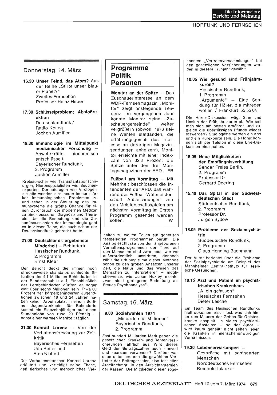 Vorschauseite 1: Programme Politik Personen