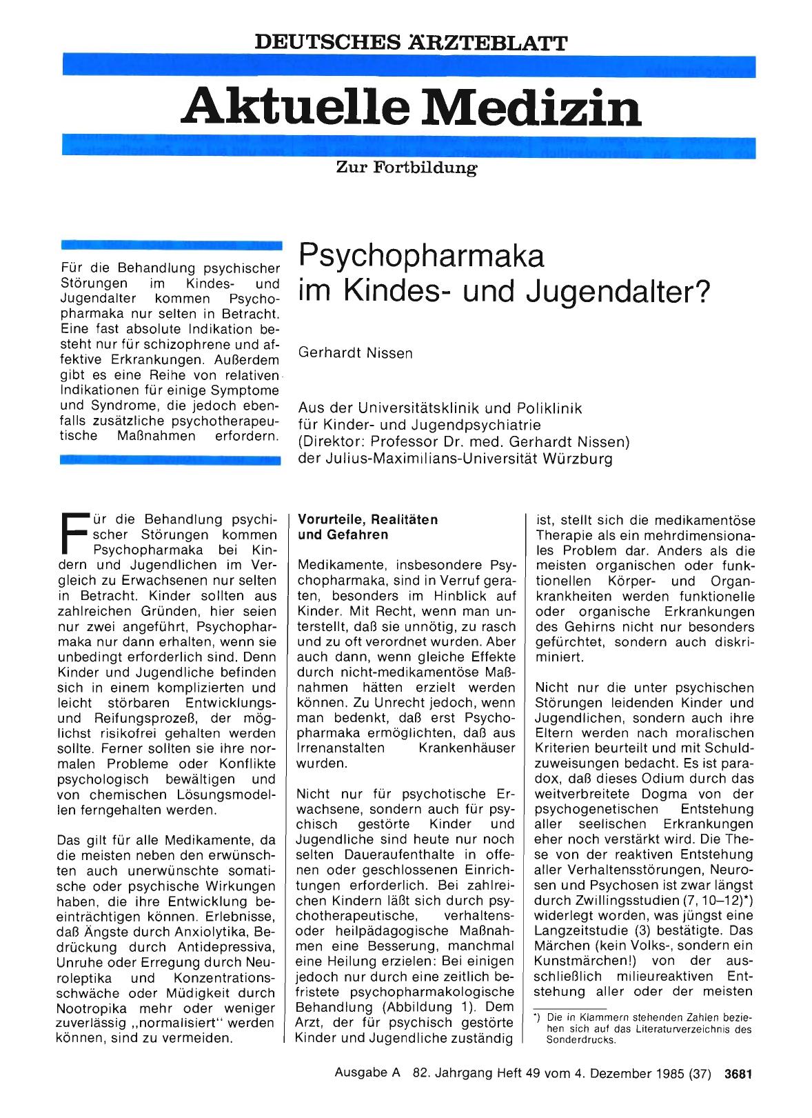 Vorschauseite 1: Psychopharmaka im Kindesund Jugendalter?