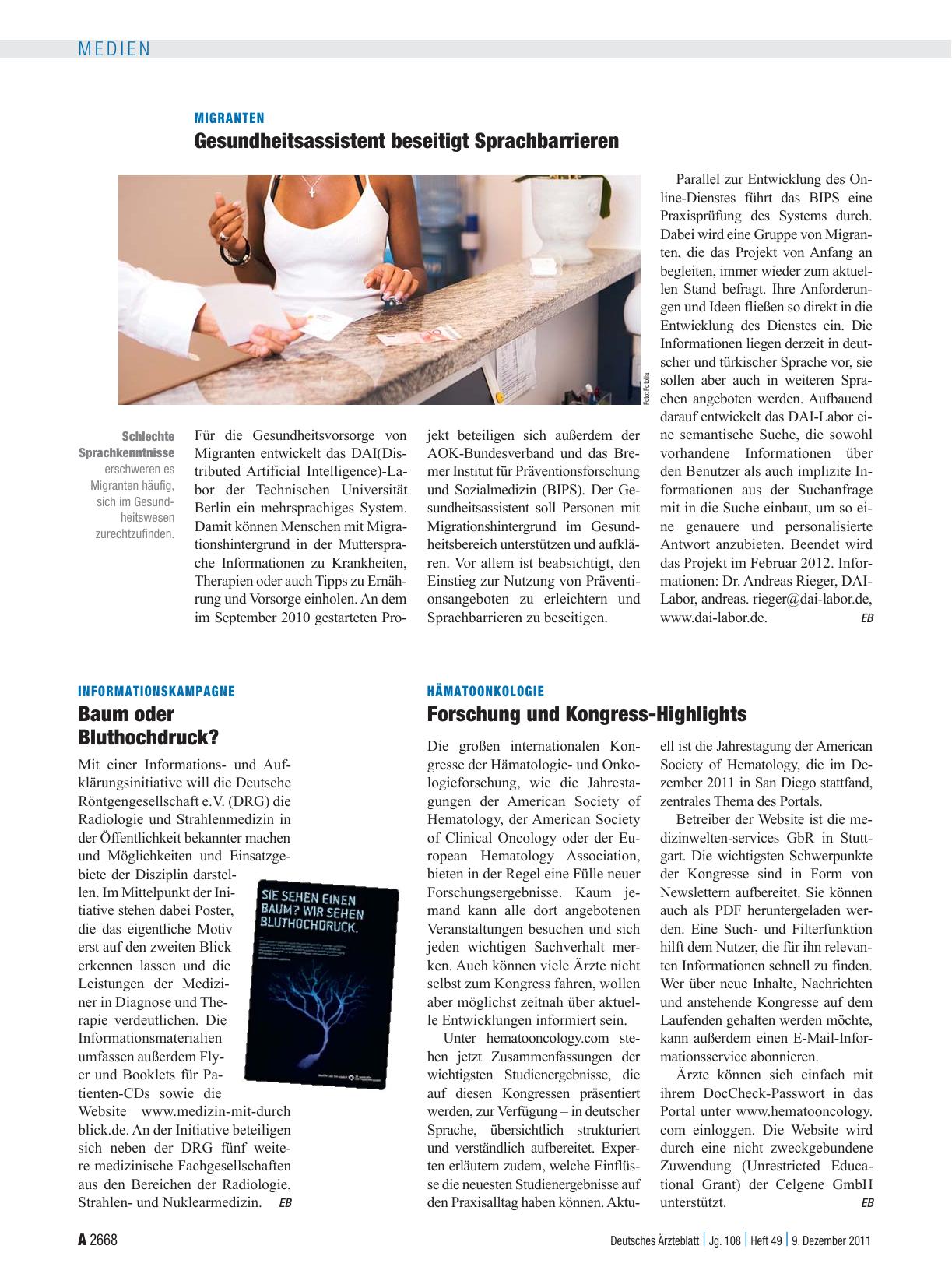 Vorschauseite 1: Informationskampagne: Baum oder Bluthochdruck?