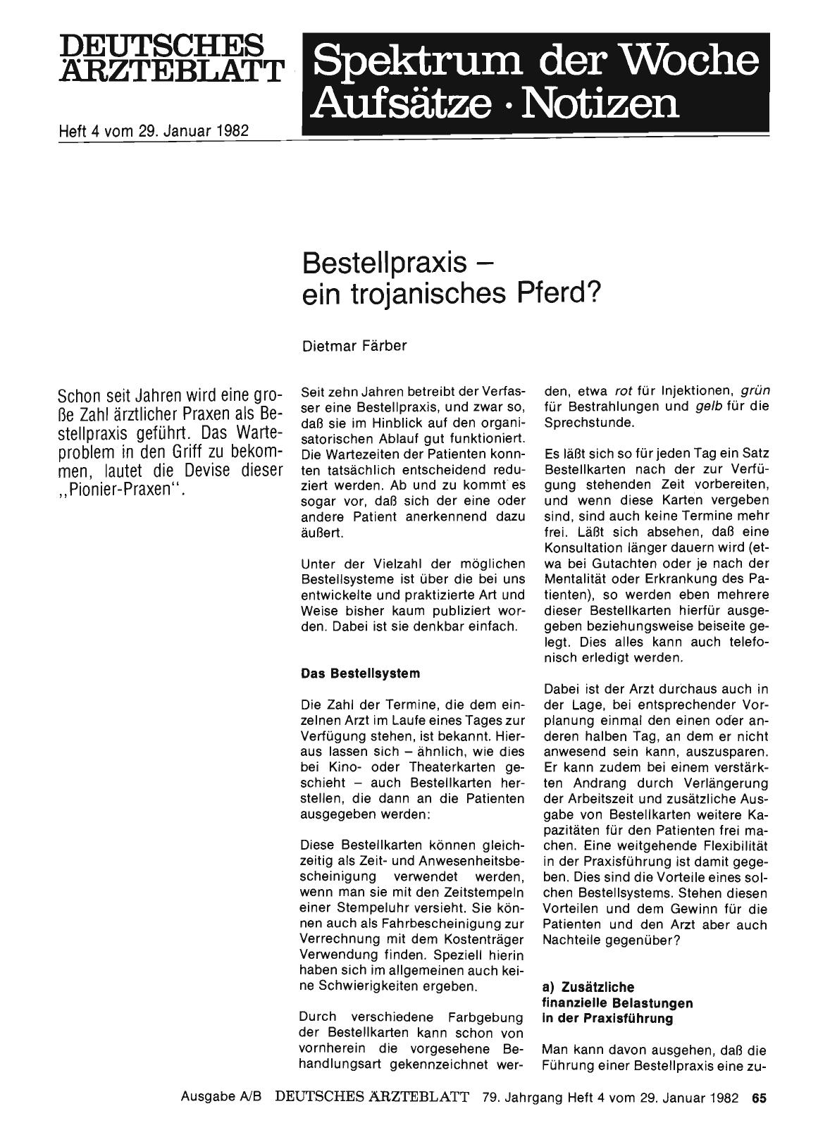 Vorschauseite 1: Bestellpraxis — ein trojanisches Pferd?