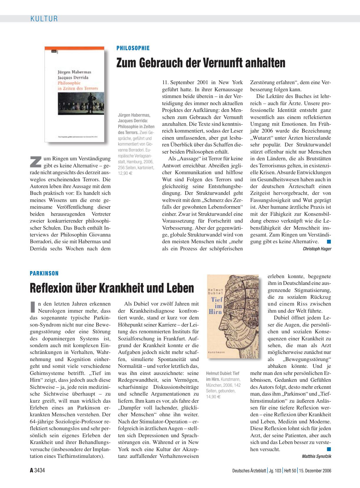 Vorschauseite 1: Parkinson: Reflexion über Krankheit und Leben