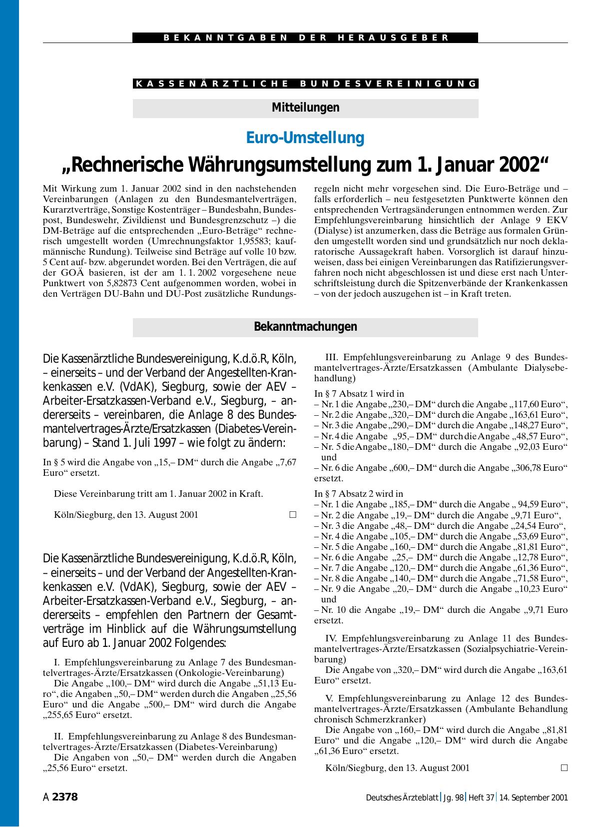 Vorschauseite 1: Bekanntmachungen