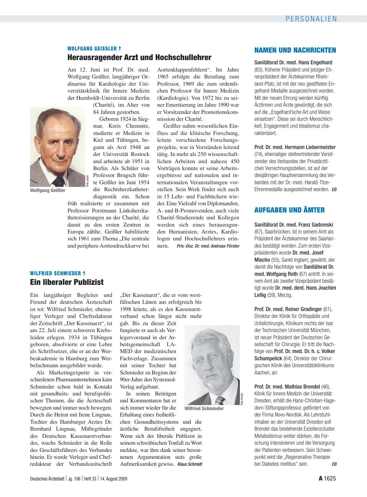 Vorschauseite 1: Wilfried Schmieder †: Ein liberaler Publizist