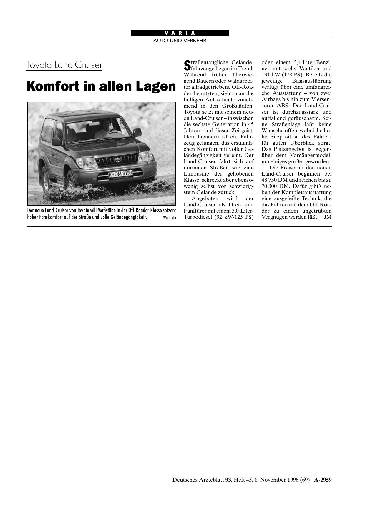 Vorschauseite 1: Toyota Land-Cruiser: Komfort in allen Lagen