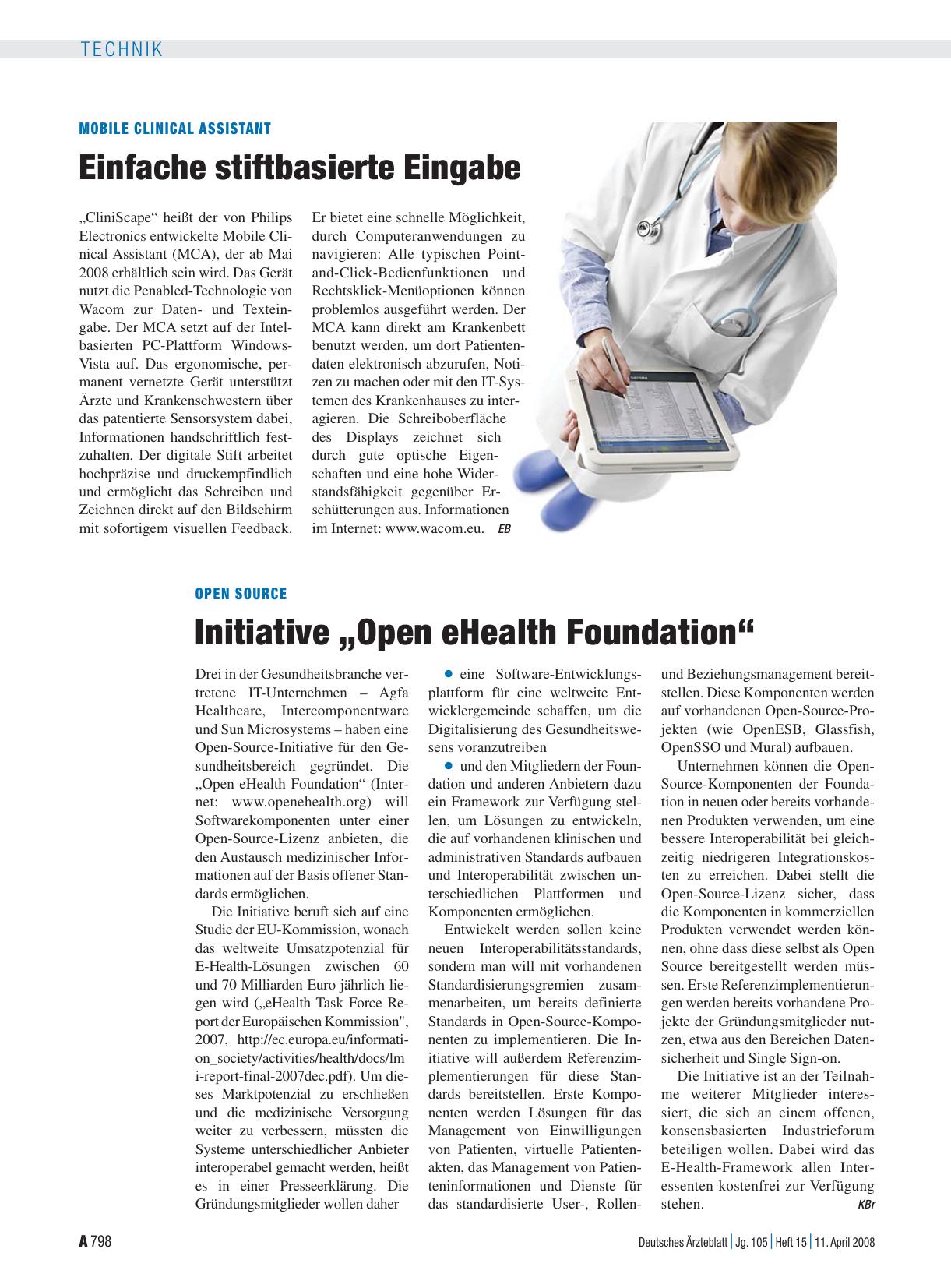Vorschauseite 1: Open Source: Initiative „Open eHealth Foundation“