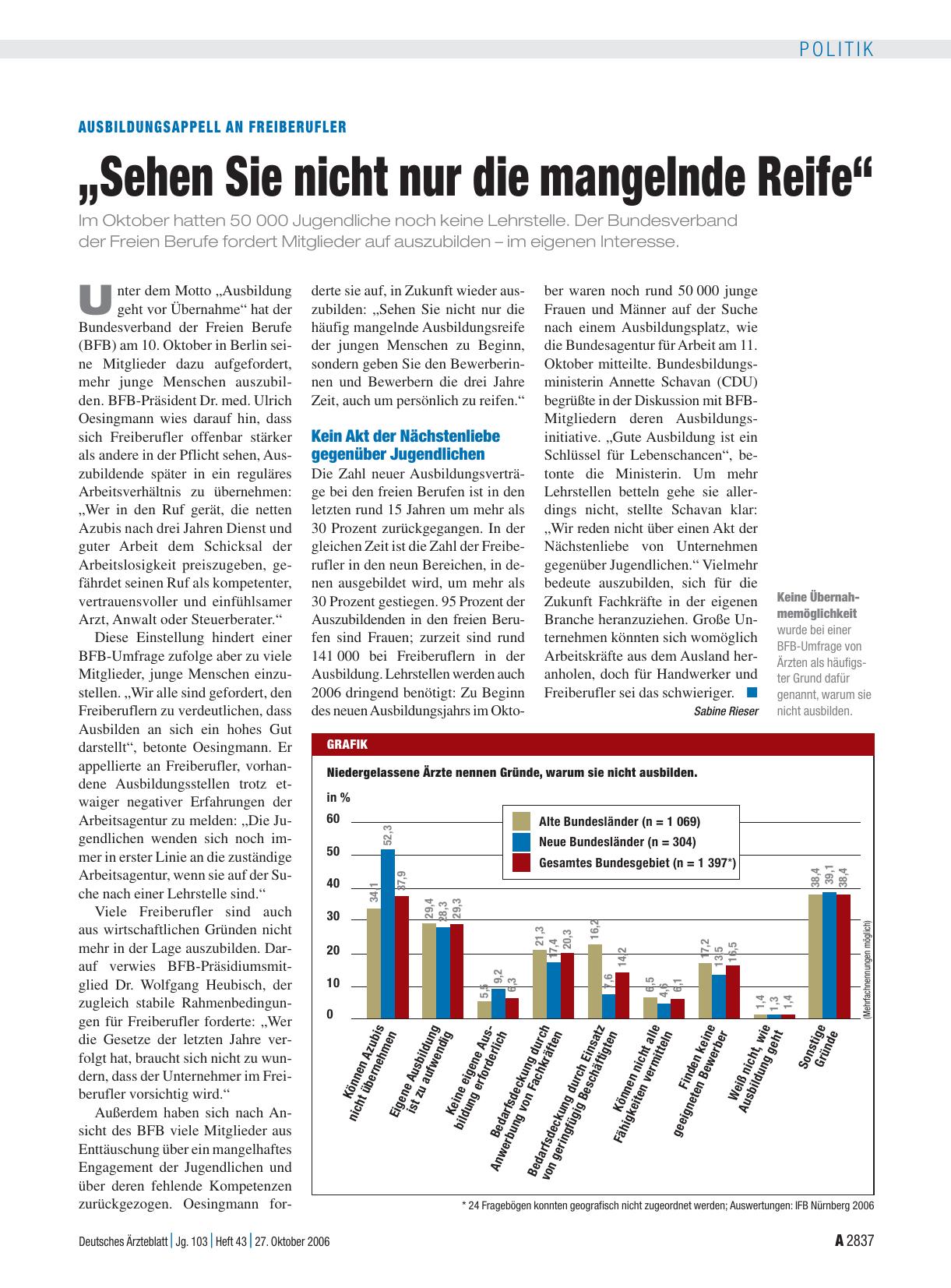 Vorschauseite 1: Ausbildungsappell an Freiberufler: „Sehen Sie nicht nur die mangelnde Reife“