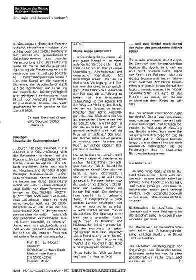 Vorschauseite 1: Arzt sein und dennoch rauchen? :. .. und zum Schluß noch einmal der Autor des provokanten Artikels selbst