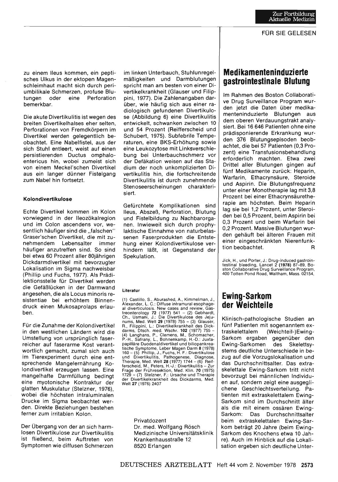 Vorschauseite 1: Medikamenteninduzierte gastrointestinale Blutung