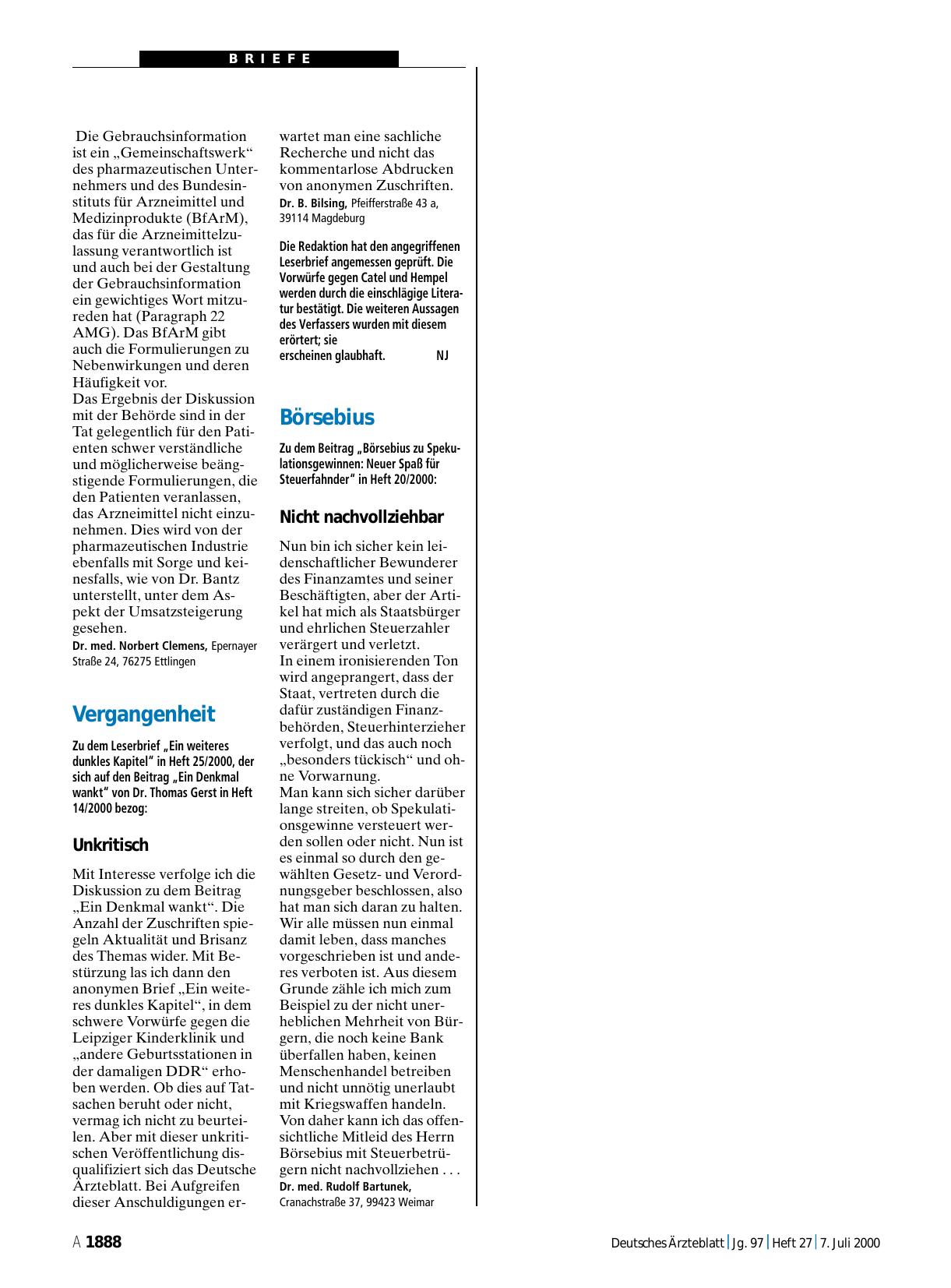 Vorschauseite 1: Vergangenheit: Unkritisch