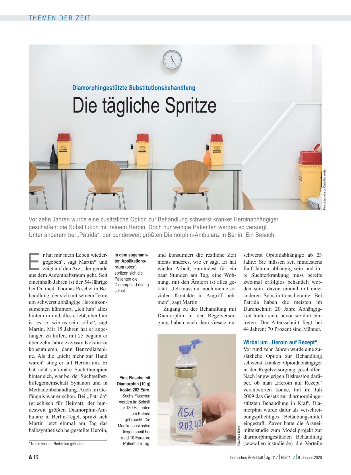 Vorschauseite 1: Diamorphingestützte Substitutionsbehandlung: Die tägliche Spritze