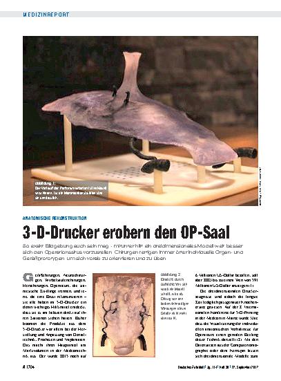 Vorschauseite 1: Anatomische Rekonstruktion: 3-D-Drucker erobern den OP-Saal