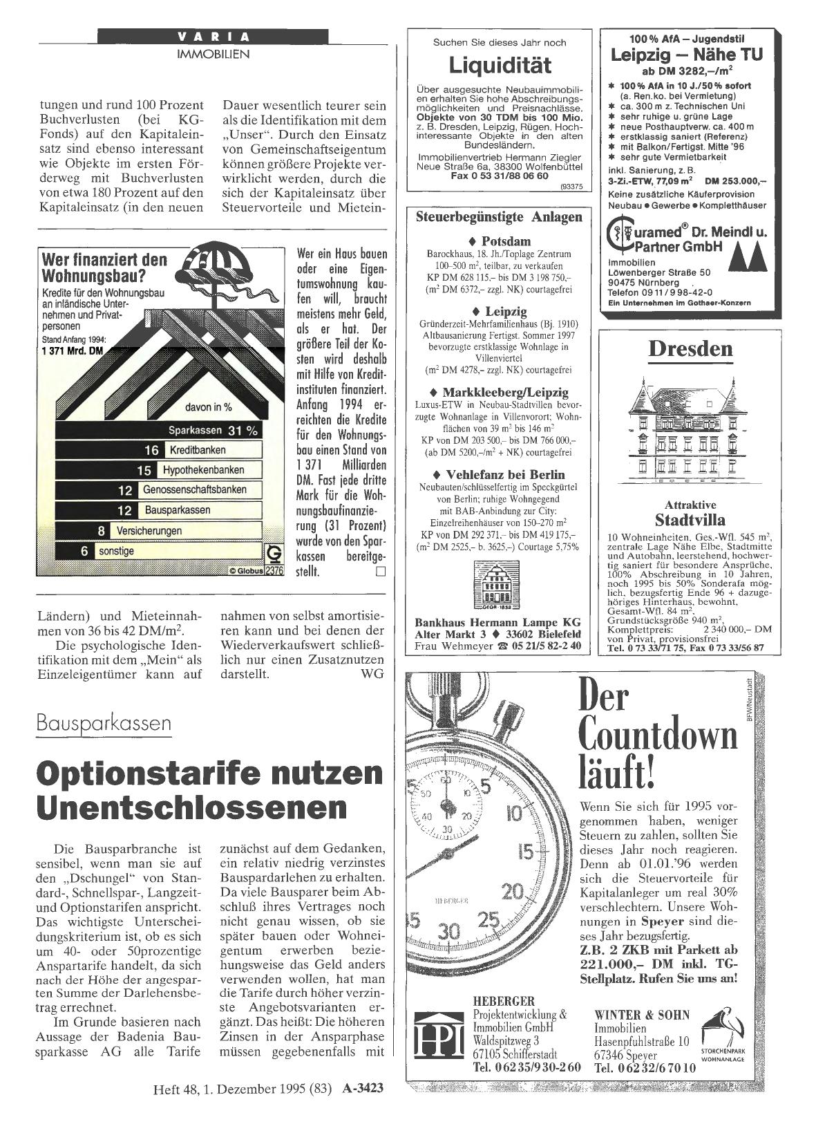 Vorschauseite 1: Bausparkassen: Optionstarife nutzen Unentschlossenen