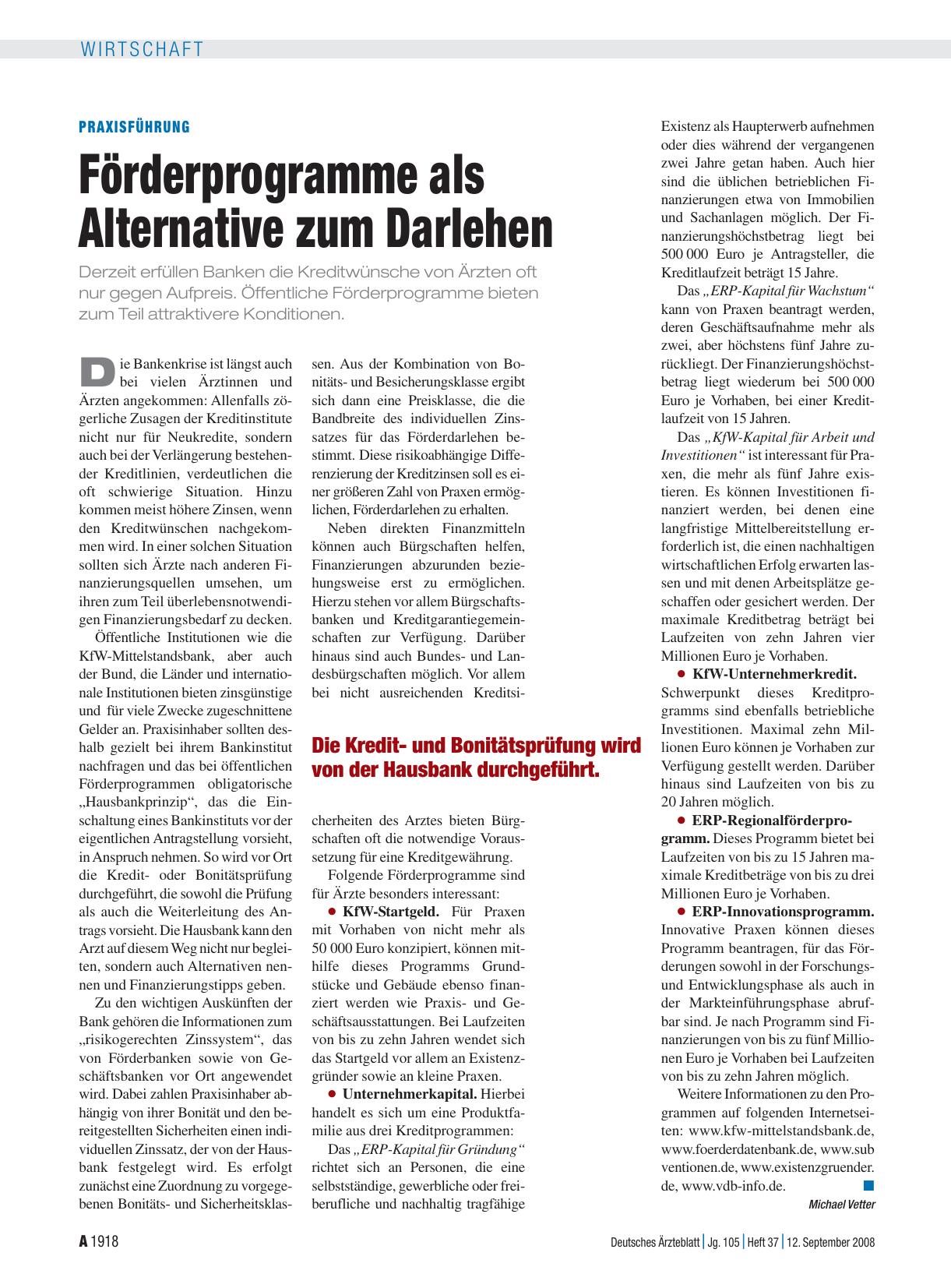 Vorschauseite 1: Praxisführung: Förderprogramme als Alternative zum Darlehen