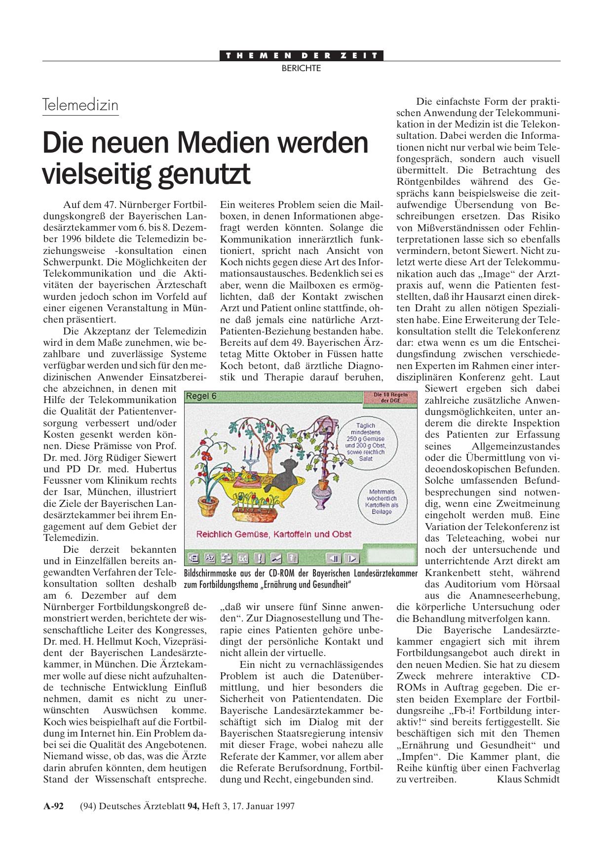Vorschauseite 1: Telemedizin: Die neuen Medien werden vielseitig genutzt