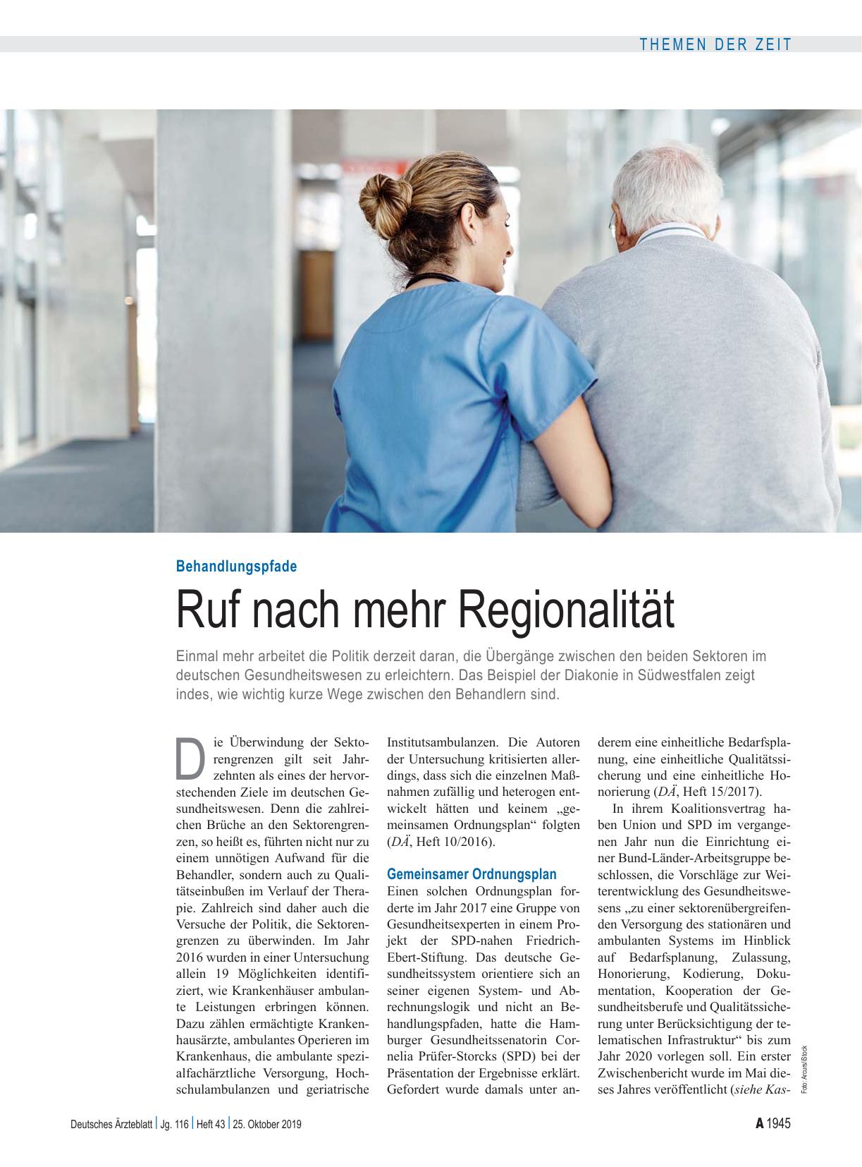Vorschauseite 1: Behandlungspfade: Ruf nach mehr Regionalität