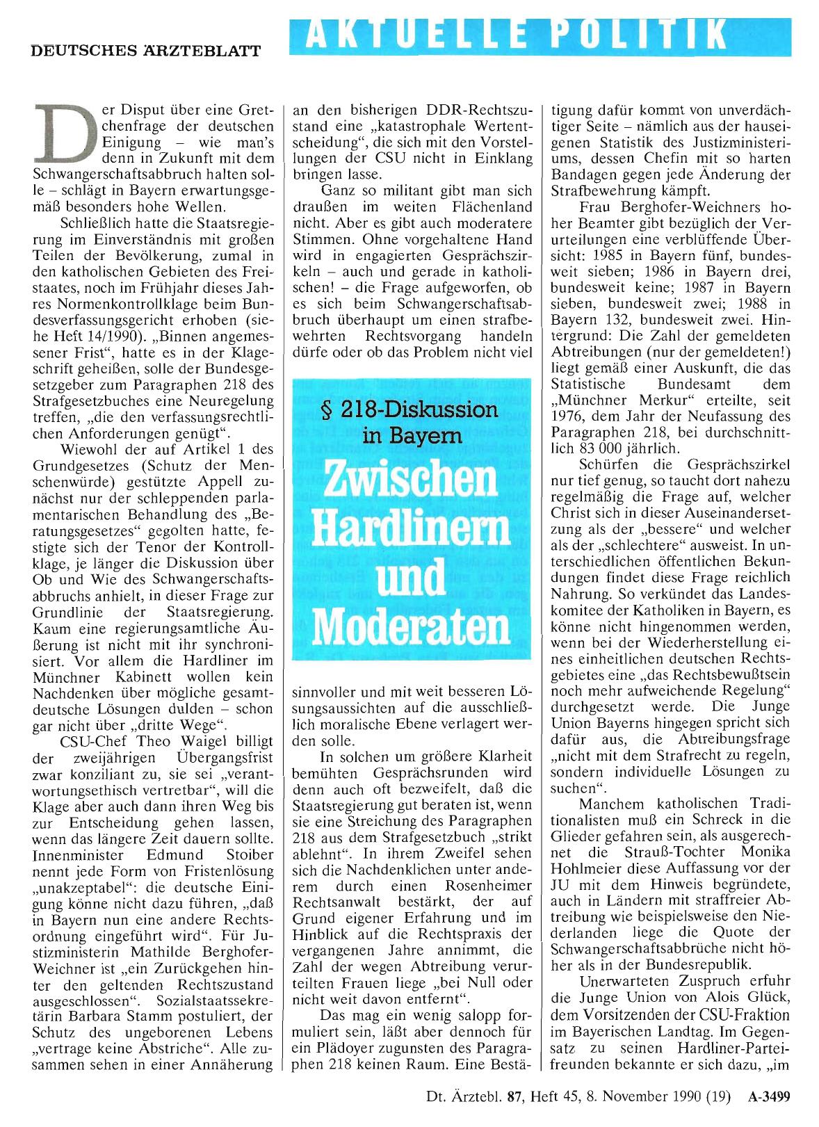 Vorschauseite 1: § 218-Diskussion in Bayern: Zwischen Hardlinern und Moderaten