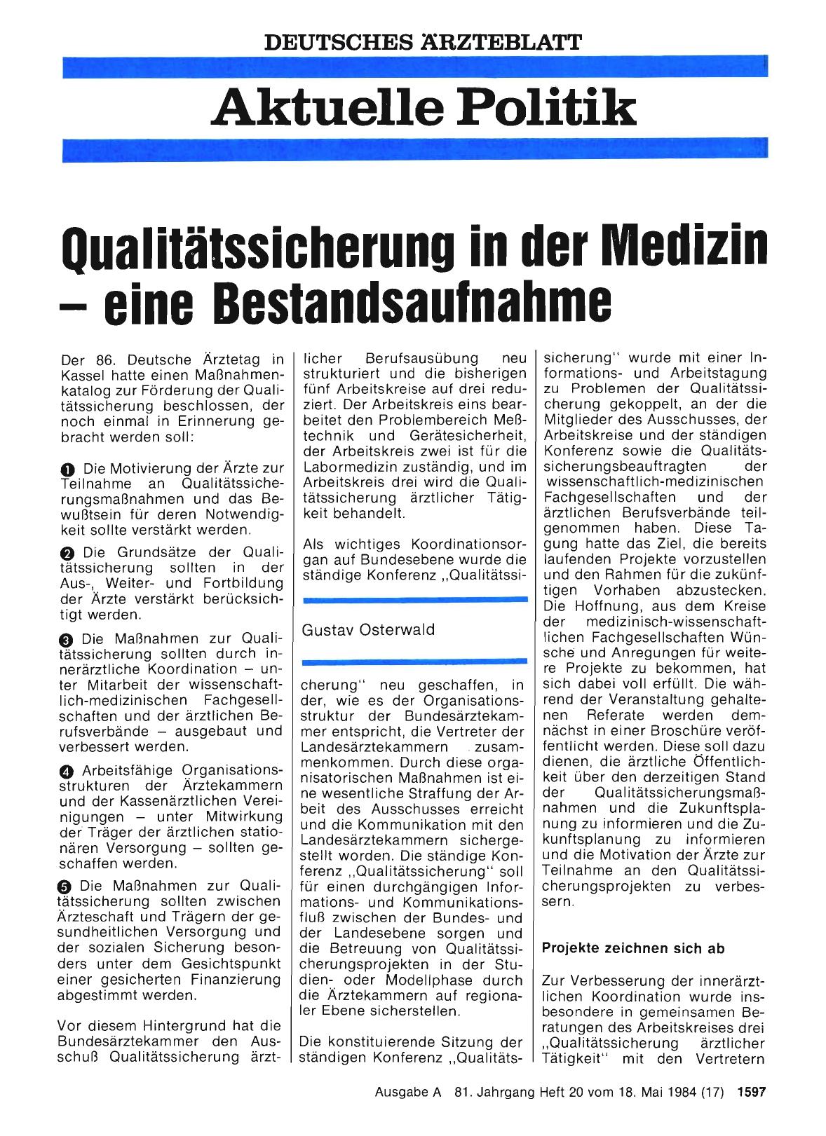 Vorschauseite 1: Qualitätssicherung in der Medizin - eine Bestandsaufnahme